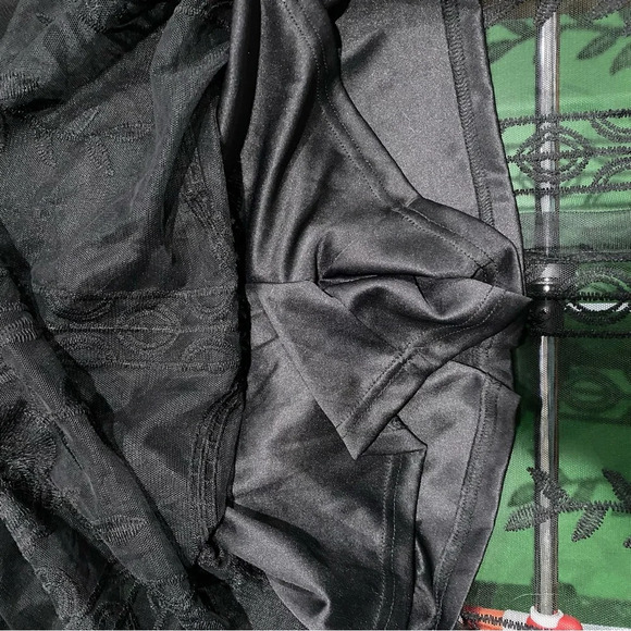 Eleter Women's Deep V-Neck Lace Romper Short Sleeve Long Dress Black Size M - Picture 10 of 11